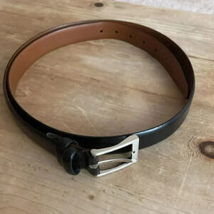 Pre-owned Full grain Italian Leather Men's Size 44/110 Black w Silver Buckle